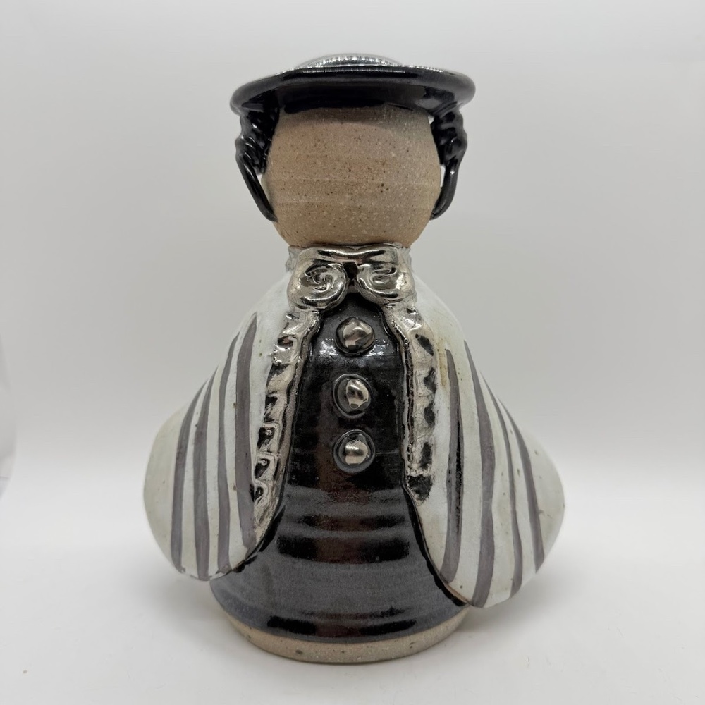 Studio Art Pottery Rabbi Figurine Sculpture Jewish Tzfat Israel Artist Signed 8”